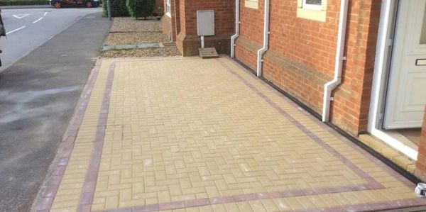 Two colour block paved driveway 