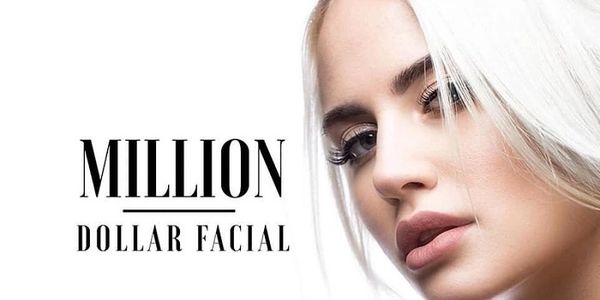 Million Dollar Facial advert with blonde female model.