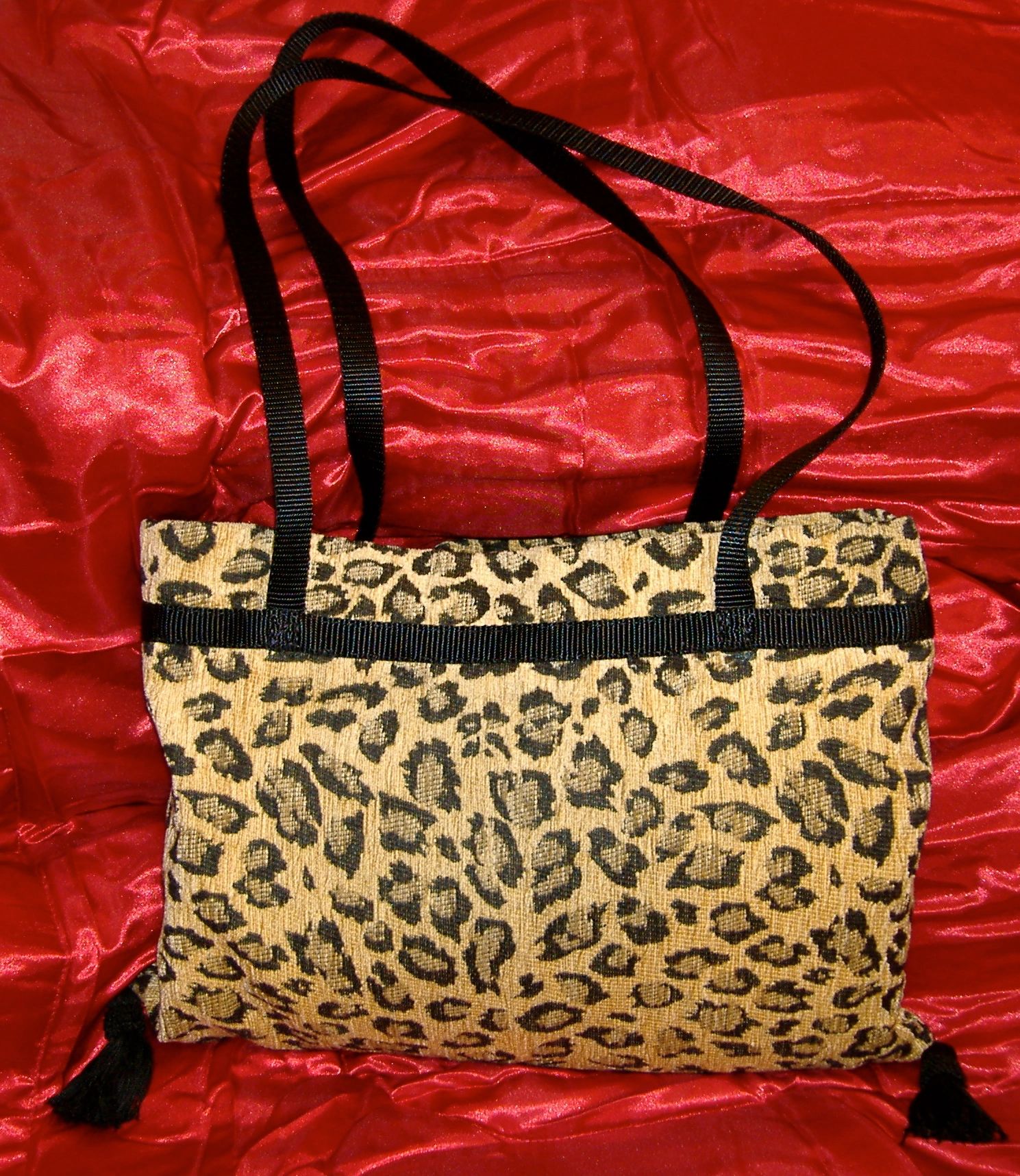 Handmade leopard book bag