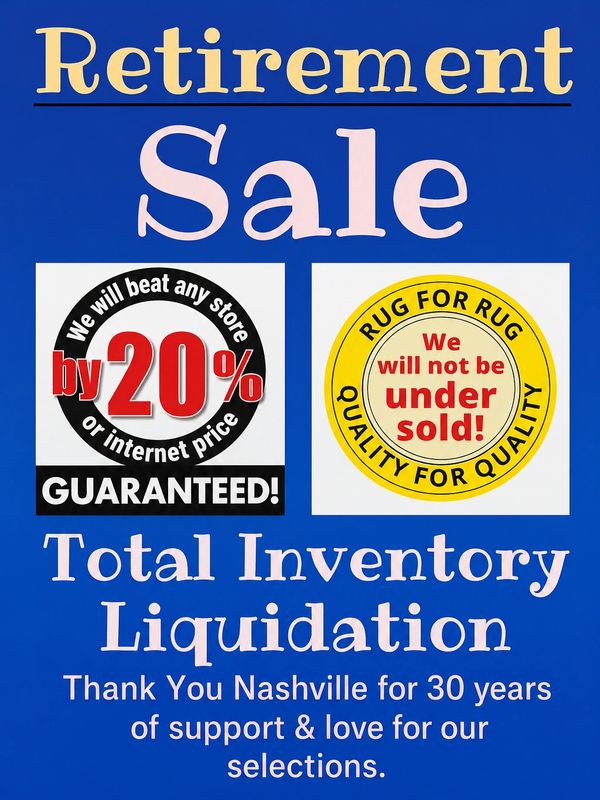 Anuncio de venta de liquidación por jubilación con descuento garantizado del 20%.