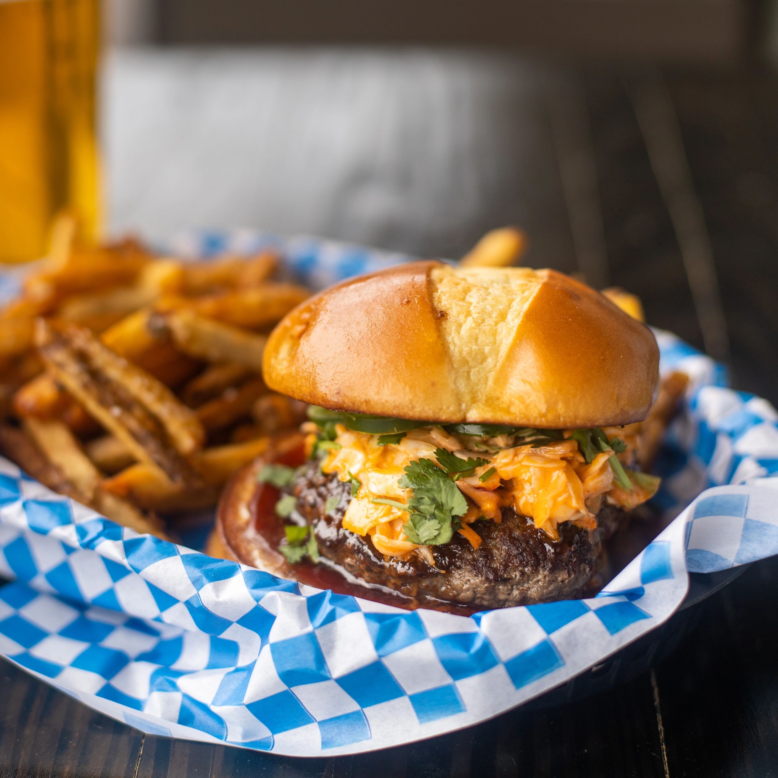 Burgers, Burritos, and Beer Peppers & Fries