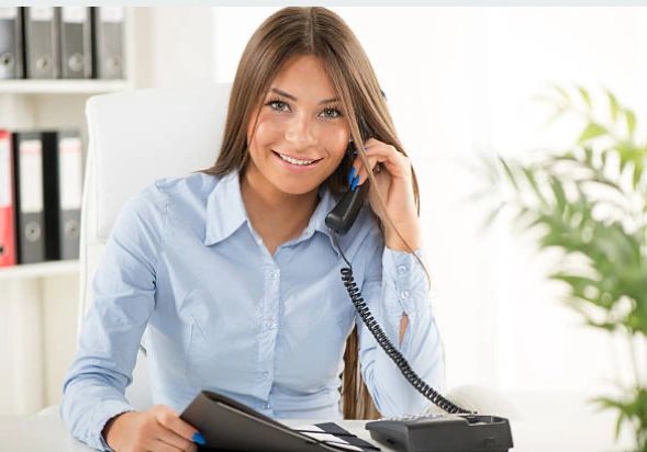 Customer Service Lady Answering the phone