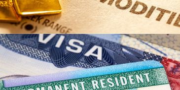 partial picture of a visa and permanent resident card