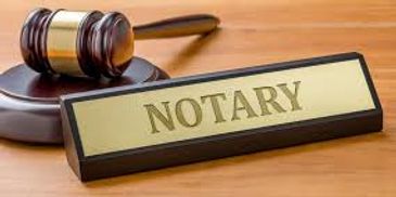 Notary desk sign and gavel