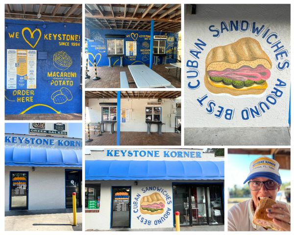Keystone Korner deli with Cuban sandwiches and outdoor seating area.