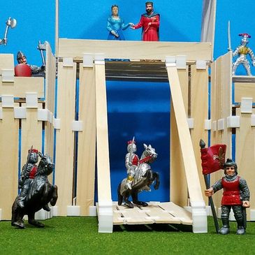 DIY Crafts Popsicle stick castle built with popsicle stick connectors and craft clips