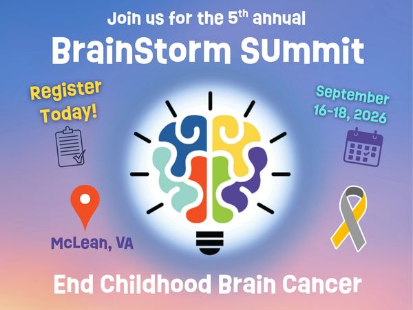 Flyer for the 5th annual BrainStorm Summit to end childhood brain cancer.