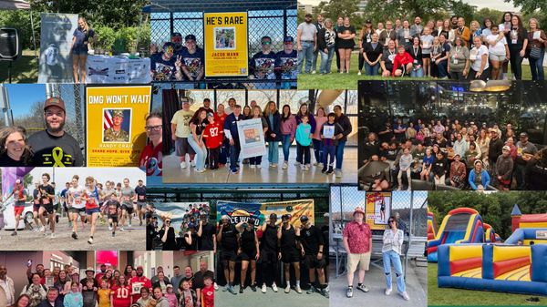 Collage of community events and groups raising awareness for rare diseases.