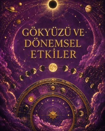 Gökyüzü ve dönemsellik konulu mistik bir görsel.
