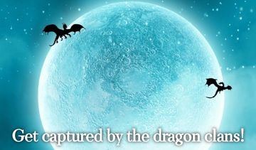 Dragons flying in front of a large blue moon.
