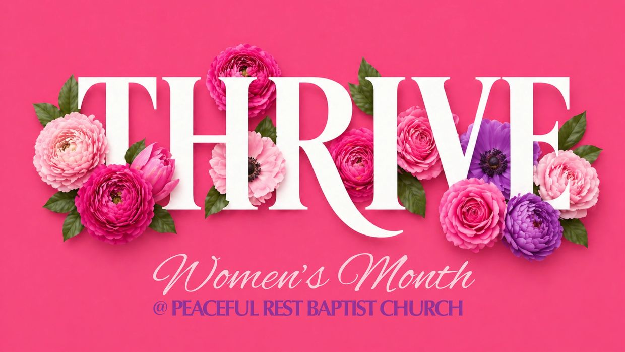 Colorful floral design with the word 'THRIVE' for Women's Month event.
