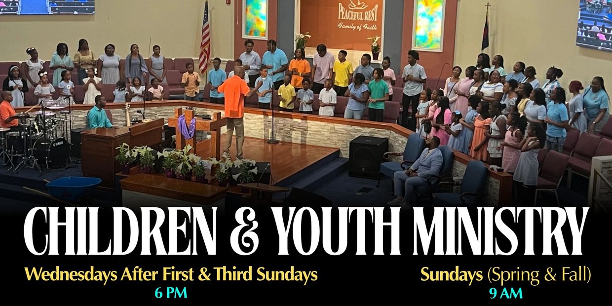 Children and youth ministry gathering in a church choir setting.