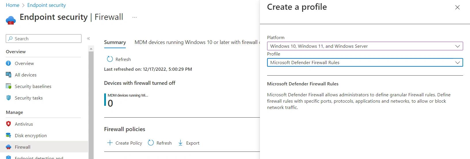 Block unwanted outbound ports using intune firewall rules