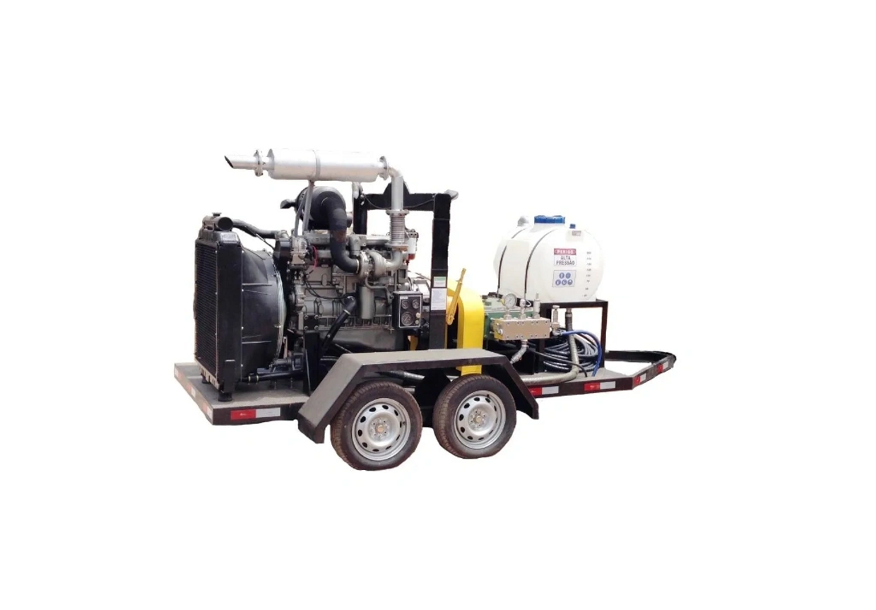 Unidade de hidrojato de alta sobre trailer 20.000 PSI ou 1400 BAR diesel