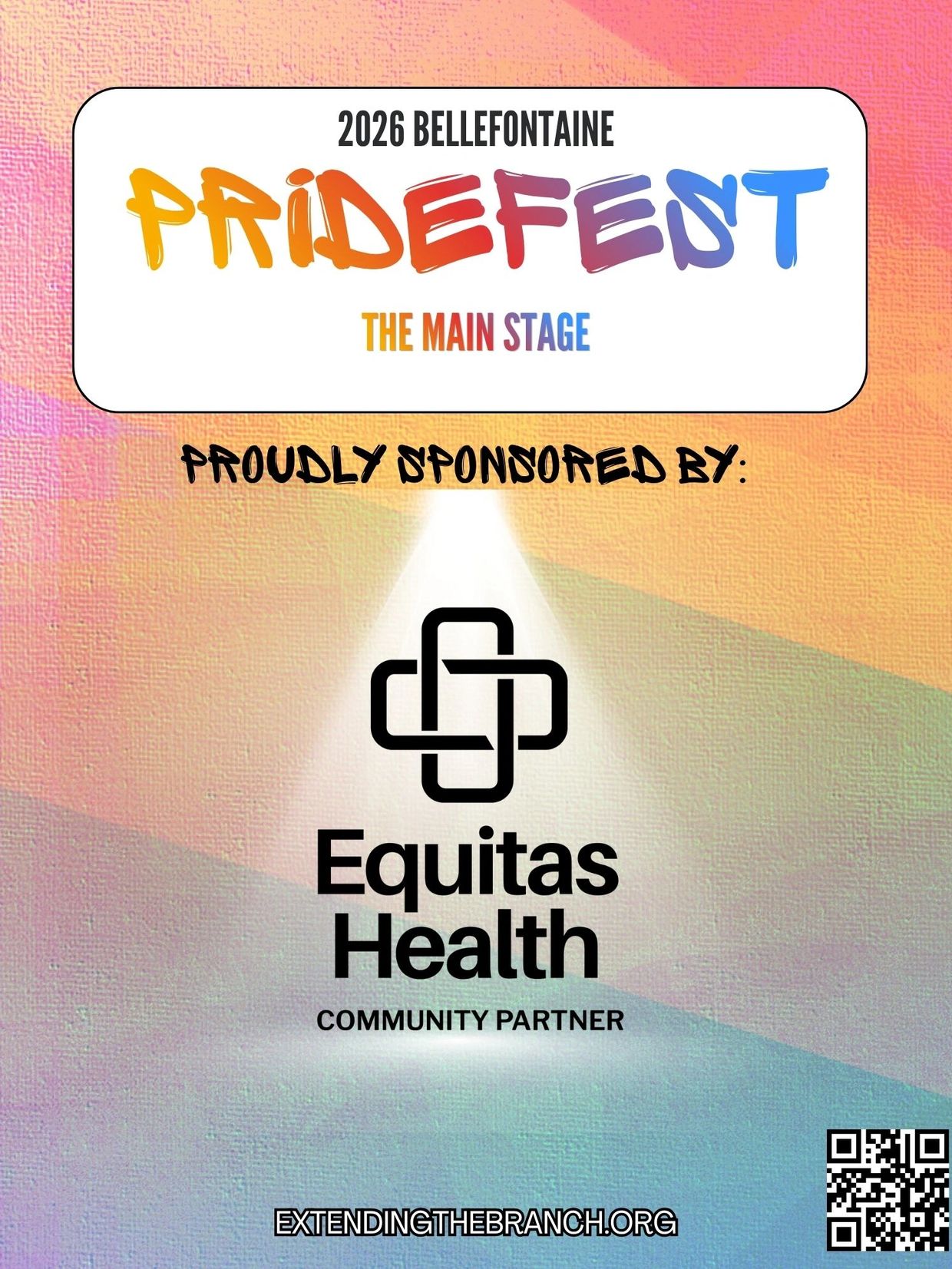 2026 Bellefontaine PrideFest main stage sponsored by Equitas Health.