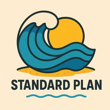 Logo of a wave and sun with the text 'Standard Plan'.