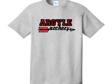 Gray T-shirt with Argyle Archery logo and arrow graphic.