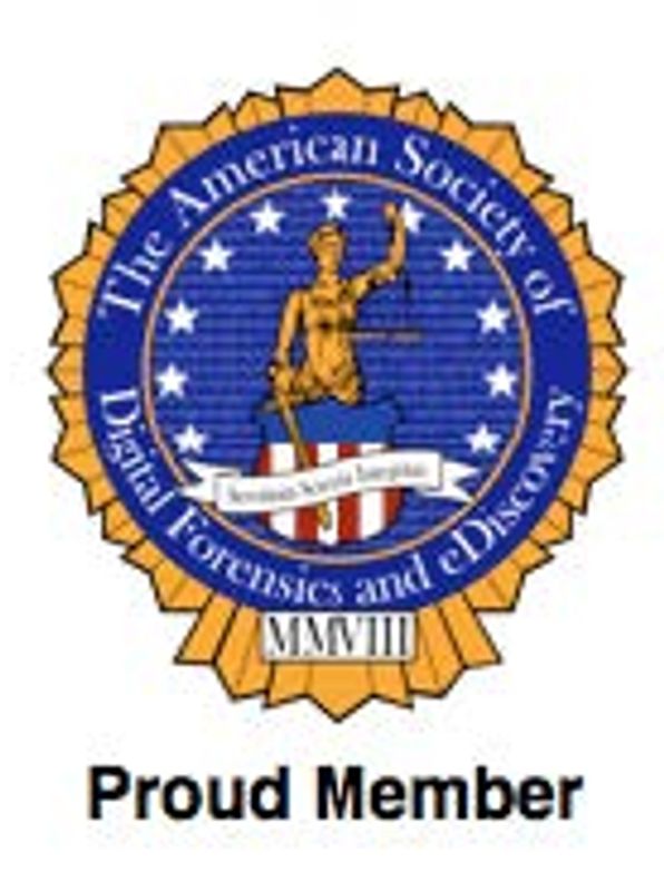 Logo of The American Society of Digital Forensics and eDiscovery with Proud Member text.