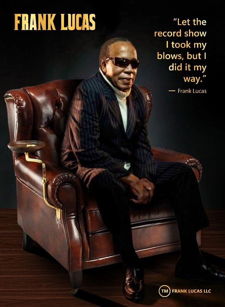 Frank Lucas sitting in  arm armchair - quote