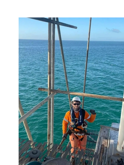 Scaffolder over the water