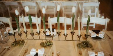 12 arm gold candelabra rental