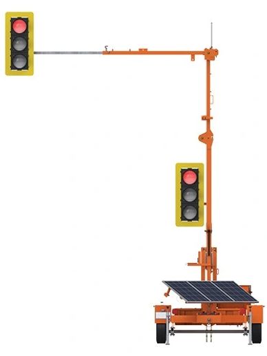 Ver-Mac solar powered Trailer Mounted Traffic Signal for Rent or Purchase in the Houston, TX, area
