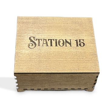 Custom wood box that says "Station 15"