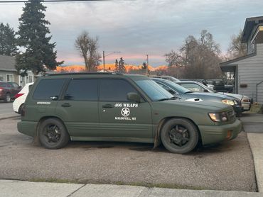 The Shop Car,  2001 Subaru Forester in CheetahWrap Matte Army Green