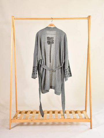 gri ipek kimono