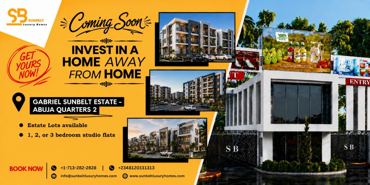 Sunbelt Luxury Homes inviting investment in homes at Gabriel Sunbelt Estate, Abuja.