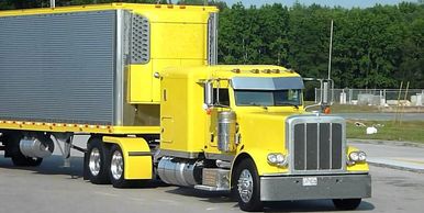 truck hauling refrigerated freight such as frozen food, groceries, fruits, meat, and etc. 
