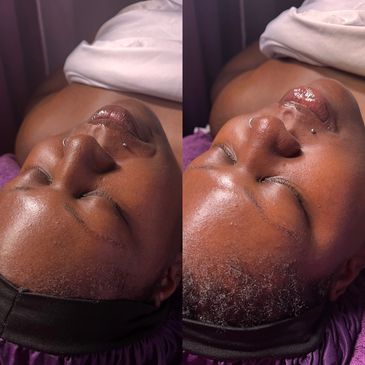 black woman having relaxing facial
