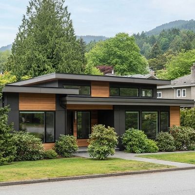 Modern Vancouver home with architectural built in hidden gutter system repaired by Anchor Point
