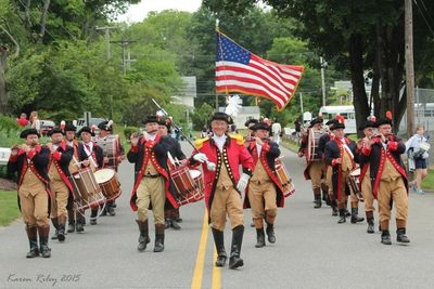The Ancient Mariners Fife and Drum band march in the Memorial Day