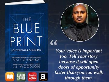 Book cover of 'The Blueprint' with author photo and inspirational quote.