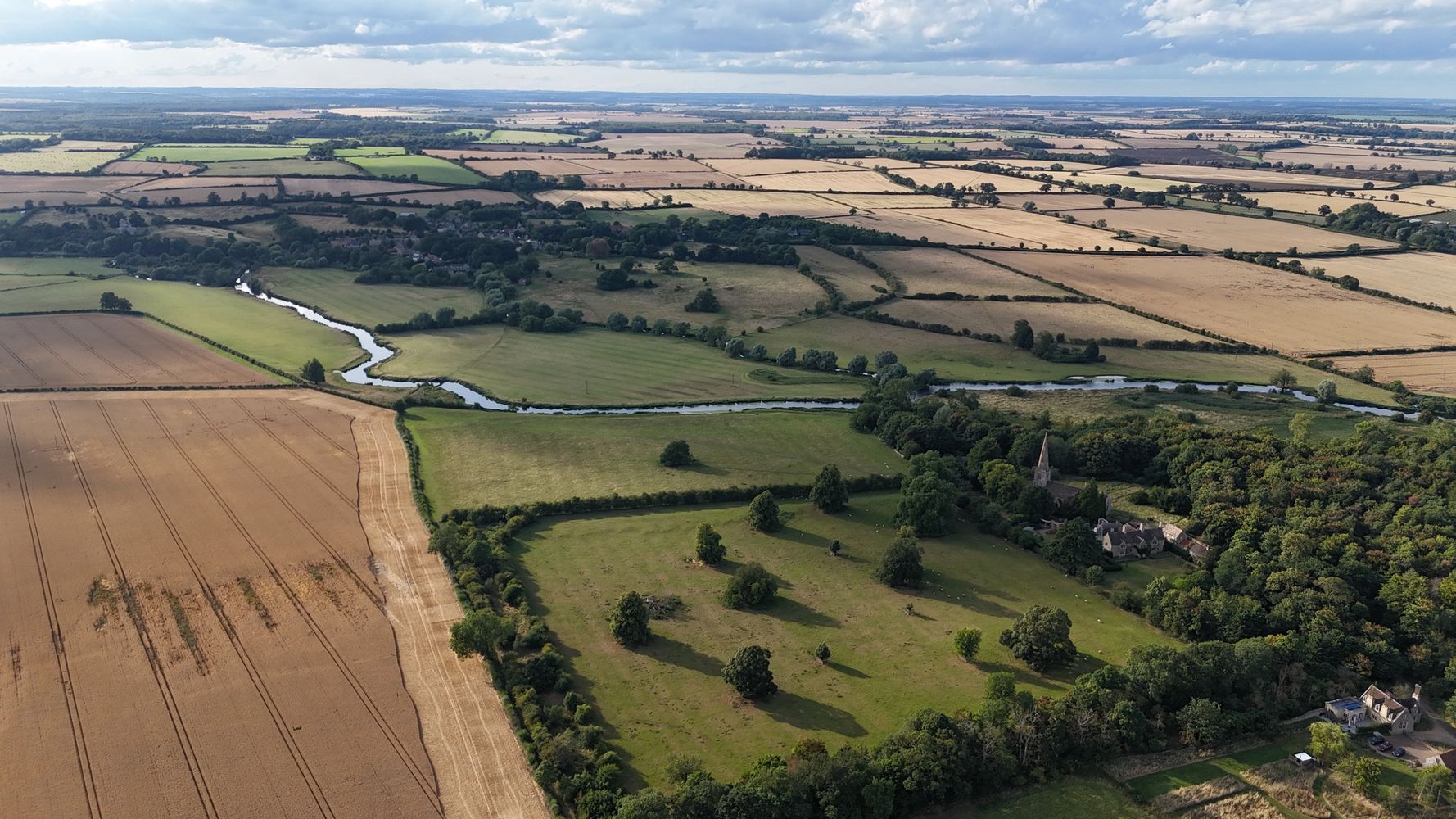Aerial Image of arable fields in Northamptonshire in Summer