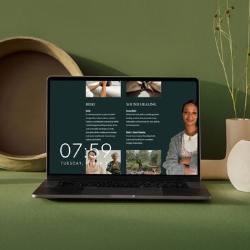 A modern laptop displaying the Radiant Touch Energy Healing 