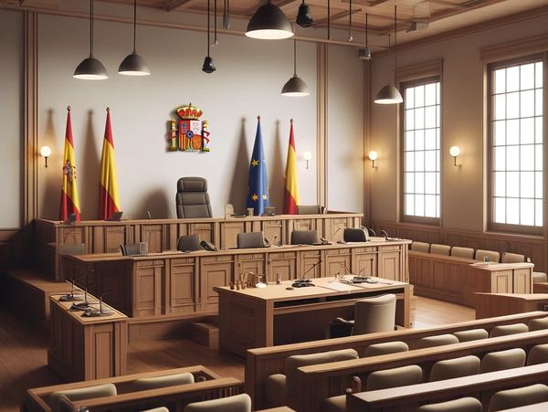 Sala de vistas de un juzgado de lo social en Málaga.