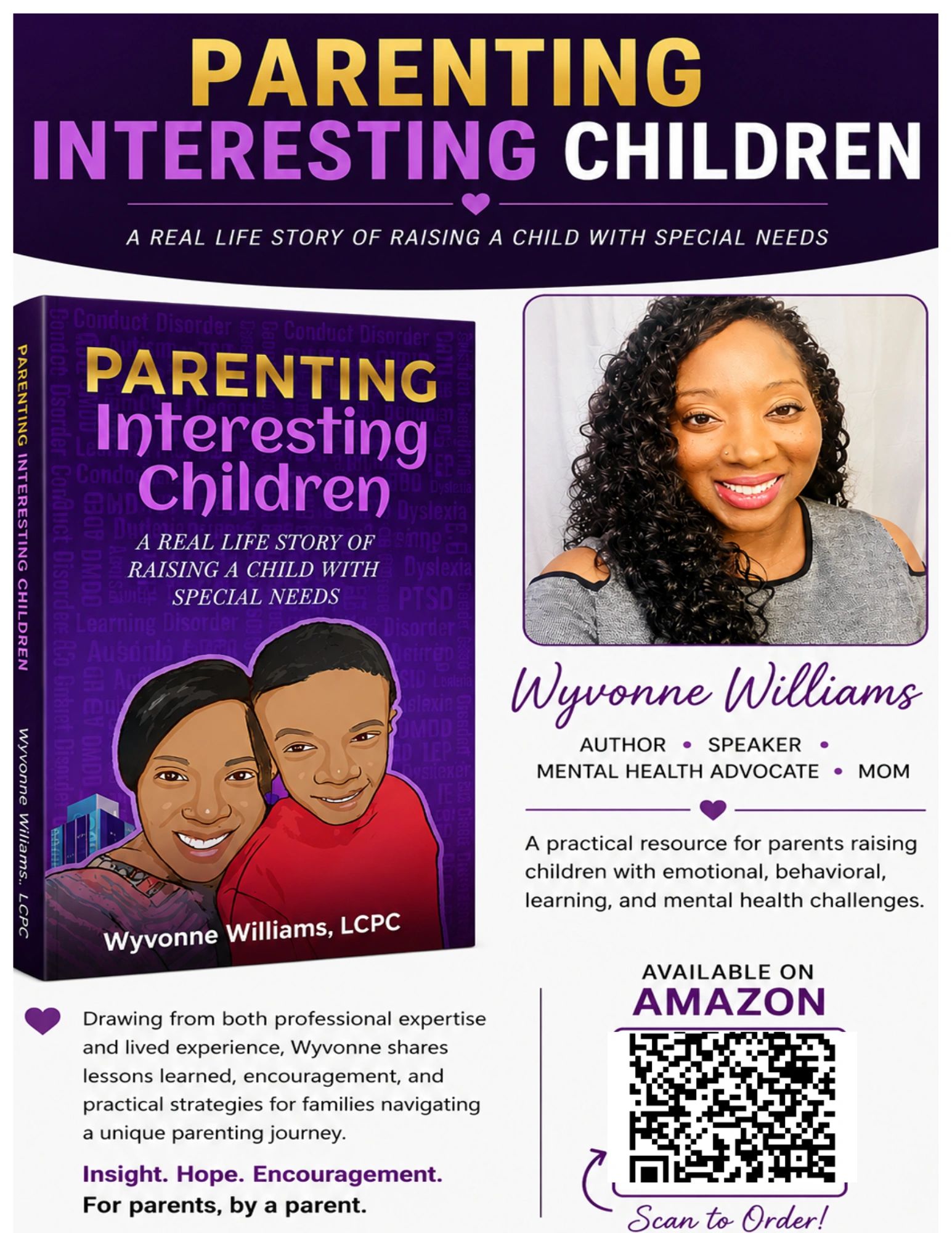 Book on parenting special needs children by Wyvonne Williams, LCPC.