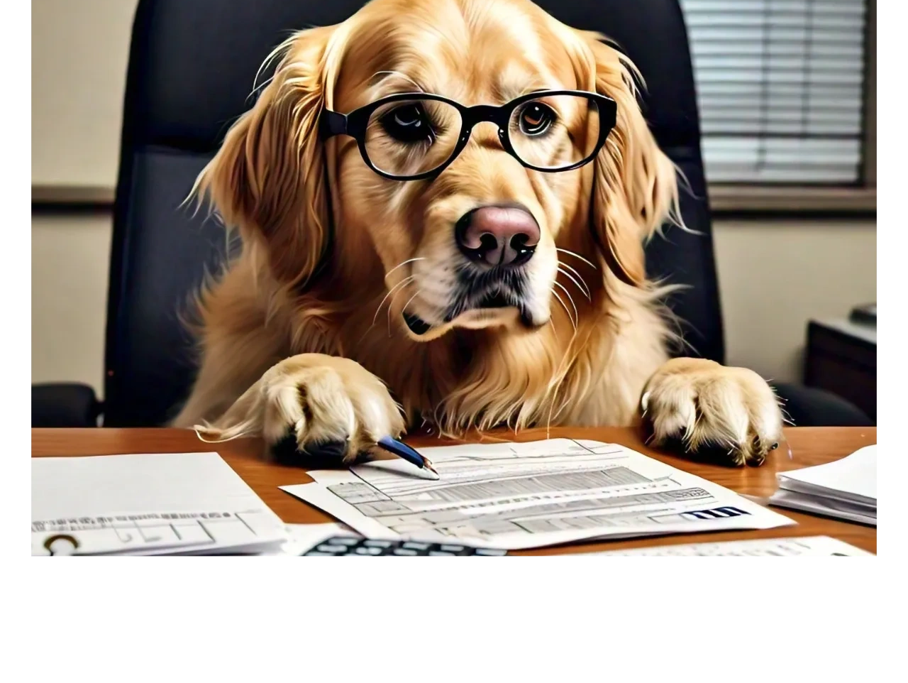 Dog doing taxes and bookkeeping
