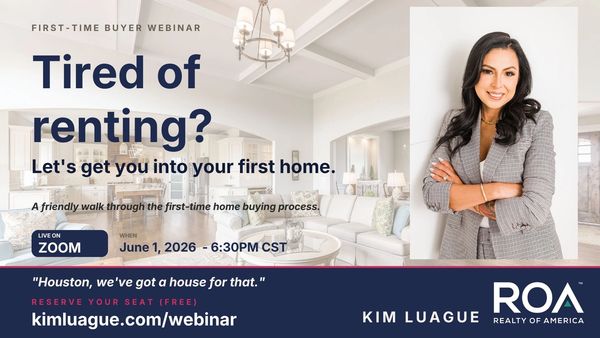 Webinar ad for first-time homebuyers by Kim Luague of Realty of America.