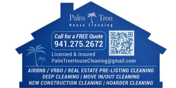 Palm Tree House Cleaning logo. Call For a free quote. 941-275-2672. House deep cleaning