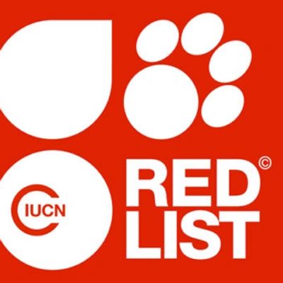 IUCN Red List logo on a red background.