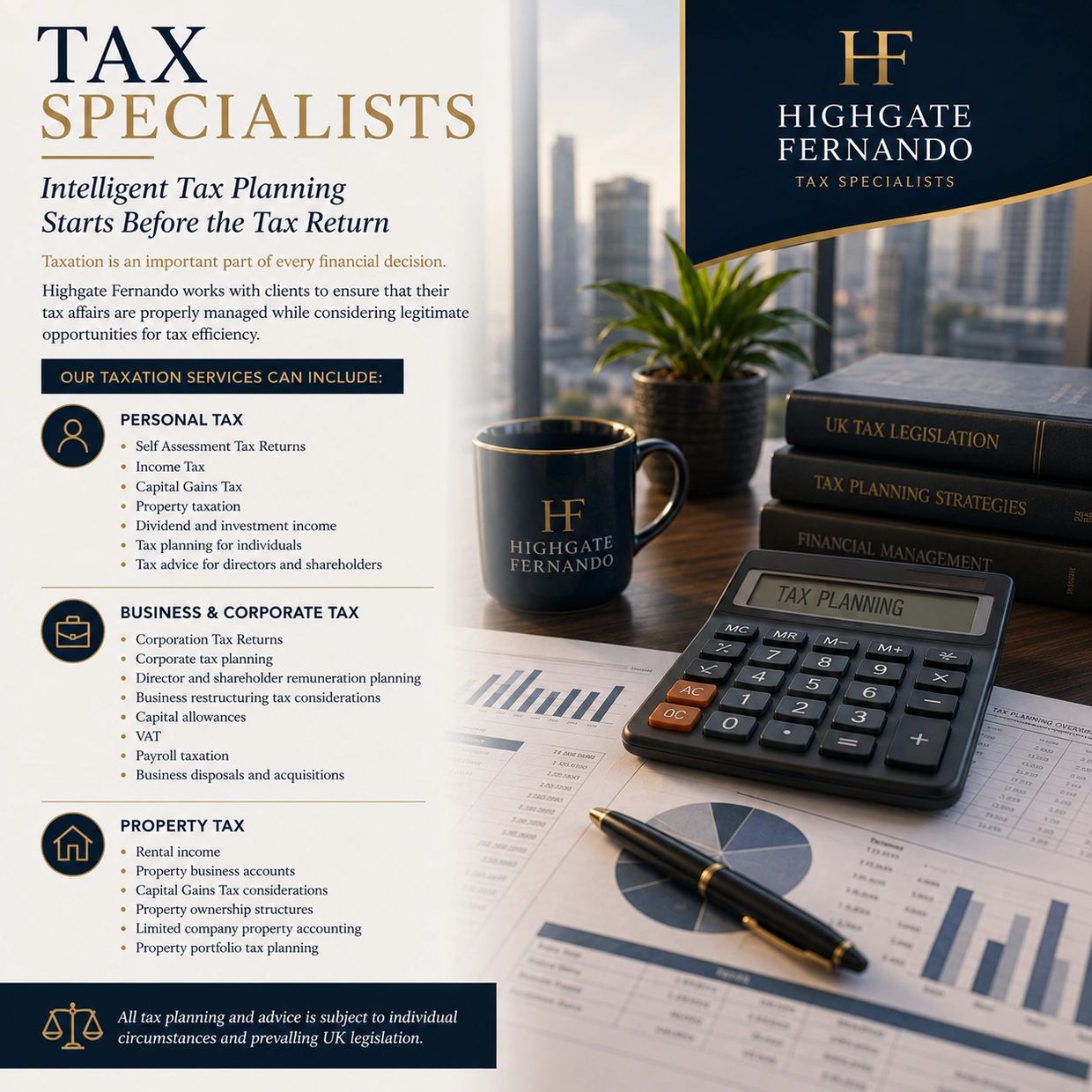Tax specialists offering personal, business, and property tax services.
