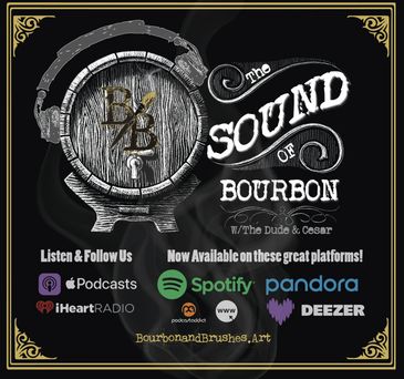 Promotional image for "The Sound of Bourbon" podcast available on major platforms.