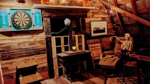 a skeleton is kept in a chair