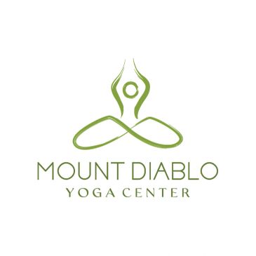 Green logo of a person meditating for Mount Diablo Yoga Center.
