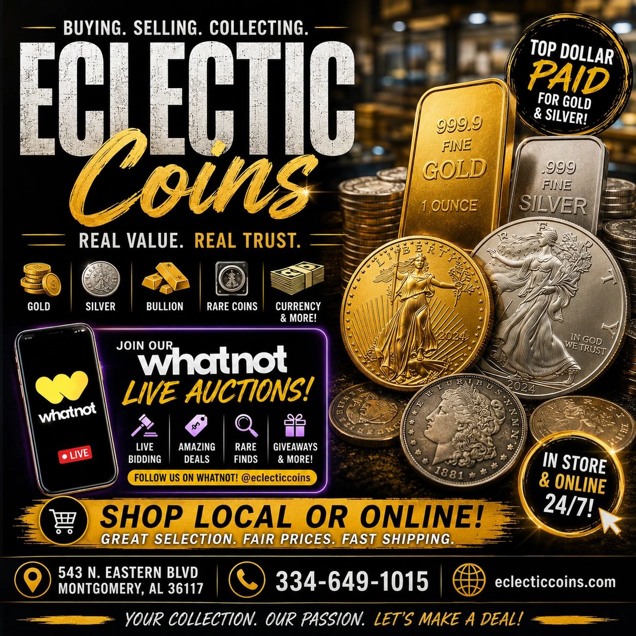Eclectic Coins offers buying, selling, and collecting of gold, silver, bullion, rare coins, and more.