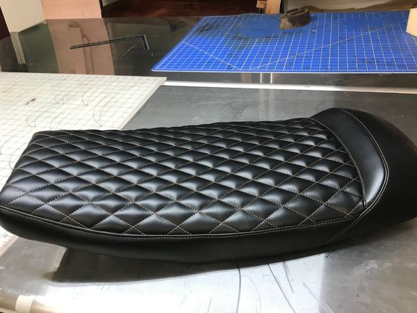 Custom motorcycle seat with diamond stitching