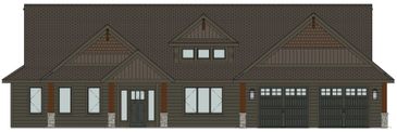 Modern single-story house with a double garage and mixed siding.